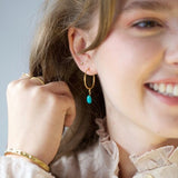 Turquoise drop hoop Earrings - December birthstone