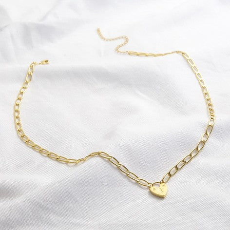Figaro Chain with Heart lock - Gold