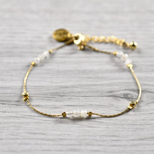 Gold and Bead bracelet - White