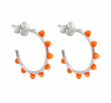 Fluro Orange Enamel dotted Hoops