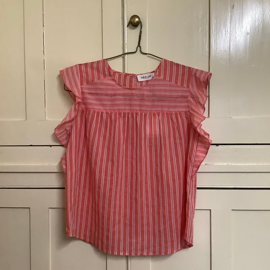 Coral stripe cotton top