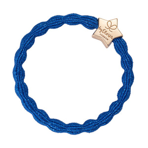 Hair Tie/Bracelet - Gold Star Metallic Royal Blue