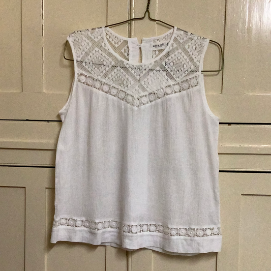 White top with cotton lace yoke