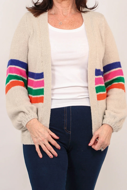 Natural Multi Stripe Cardigan