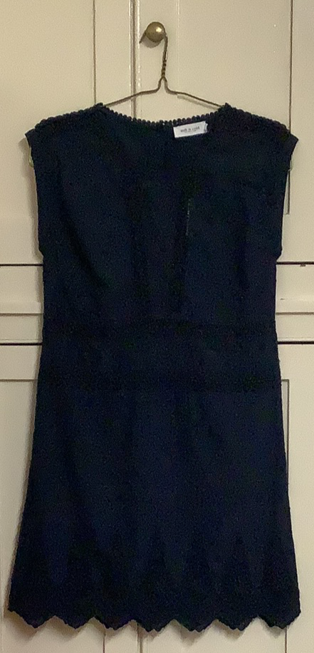 Navy cotton and lace insert dress