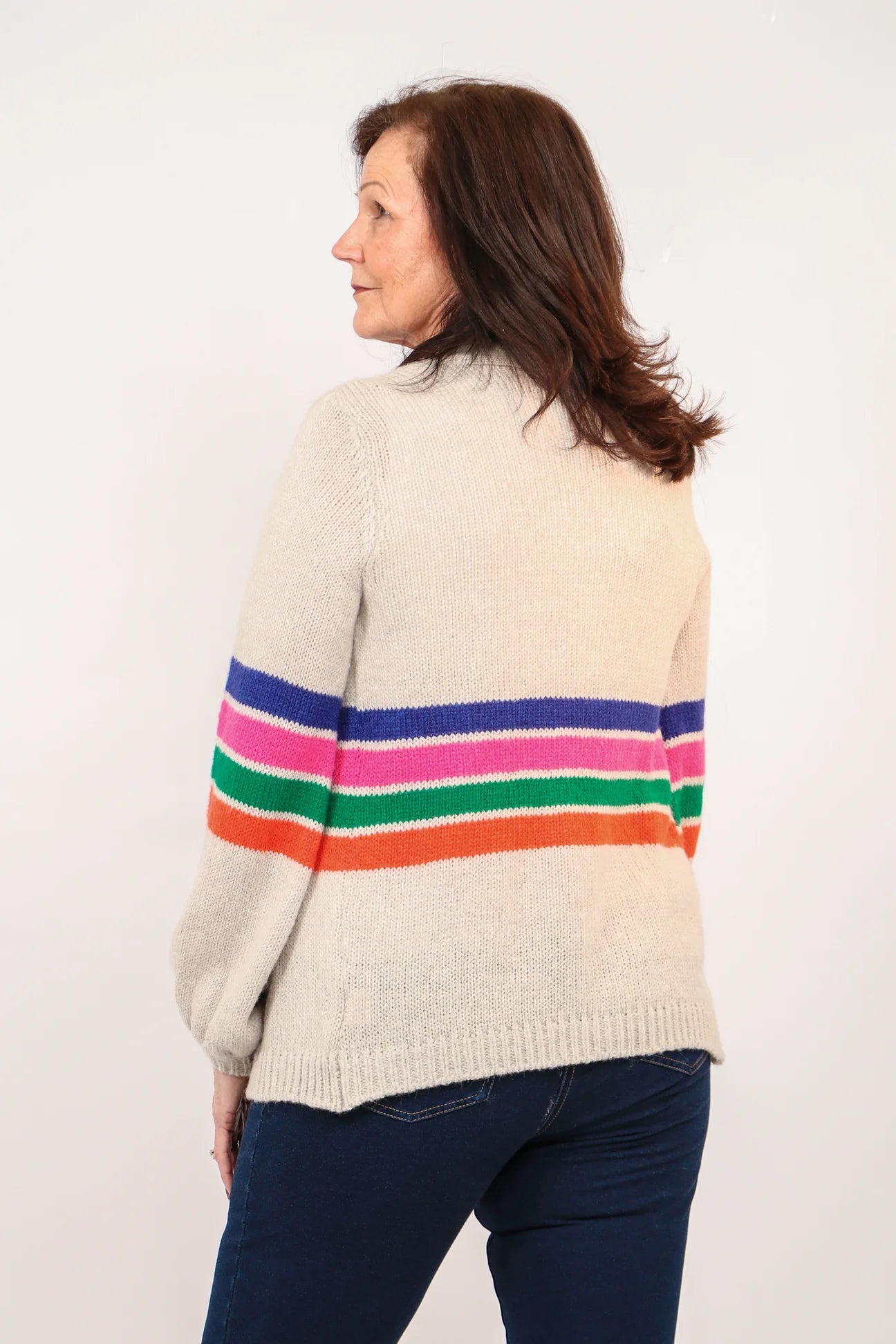 Natural Multi Stripe Cardigan