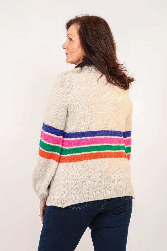 Natural Multi Stripe Cardigan