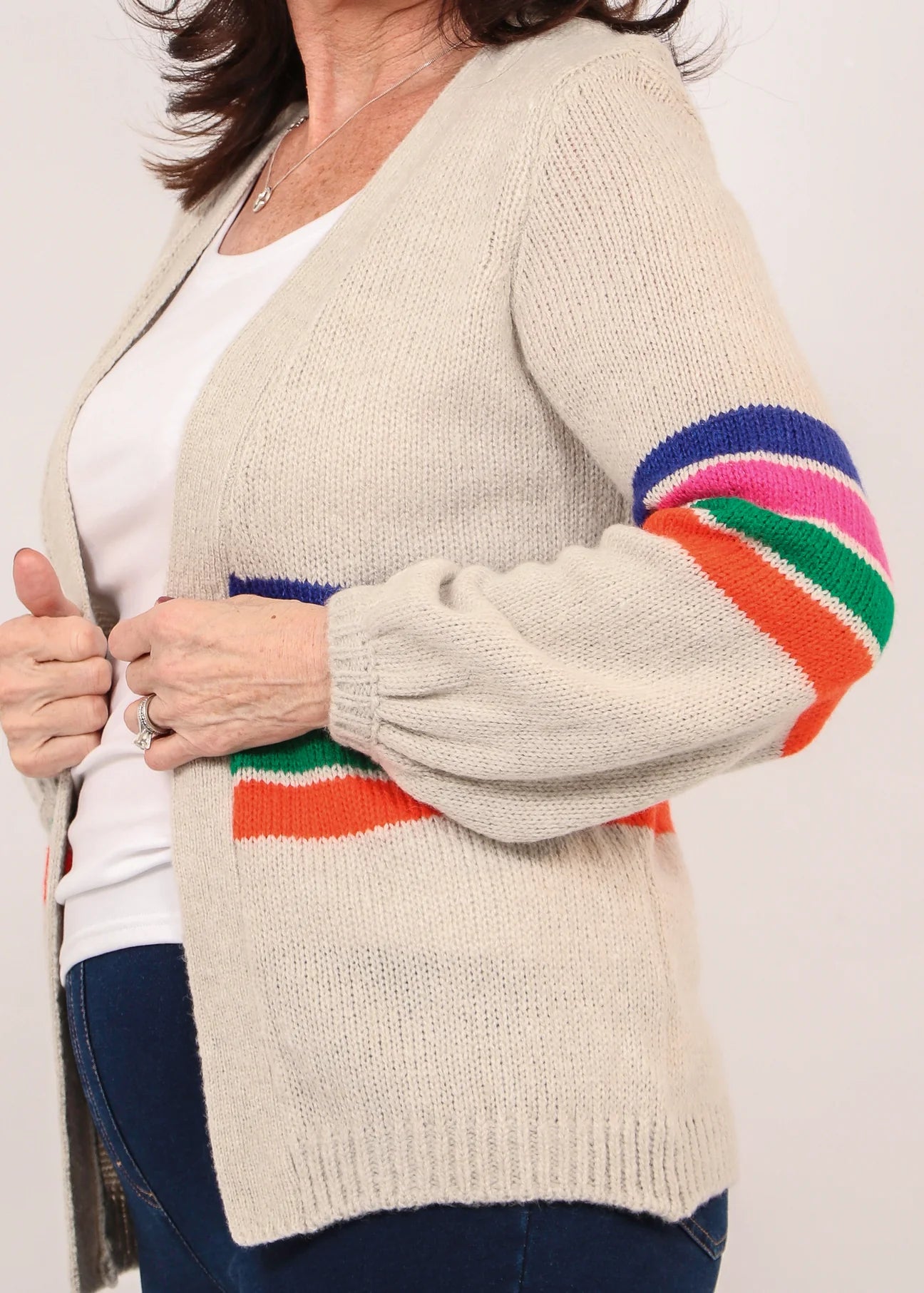 Natural Multi Stripe Cardigan