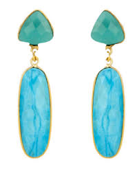 Boucles d'oreilles pendantes longues turquoise et vertes