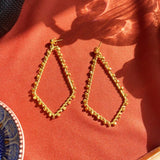 Gold Beaded Diamond Earrings