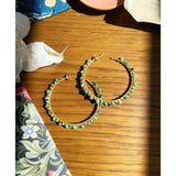 Green Beaded Hoop Earrings