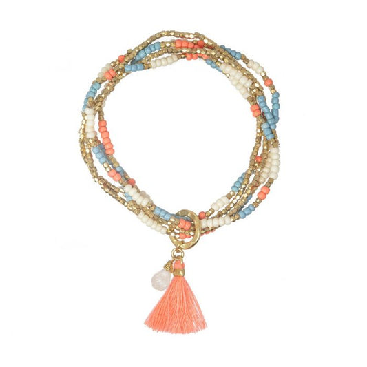 Pulsera de coral de múltiples hilos 