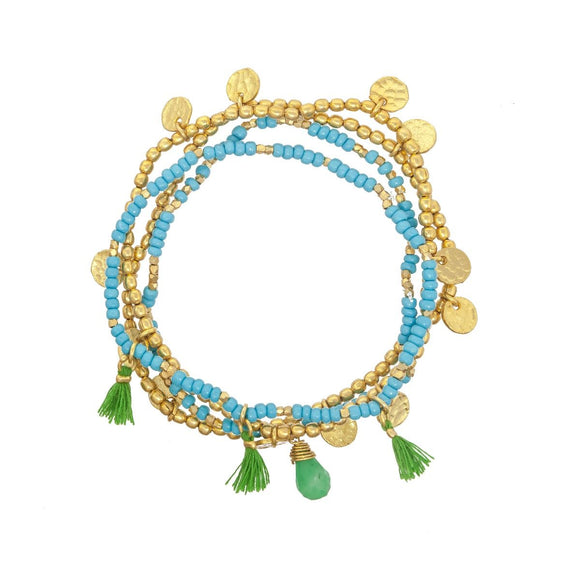 Turquoise and Gold bracelets