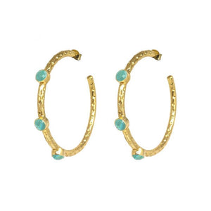 Boucles d'oreilles créoles cloutées - Aqua