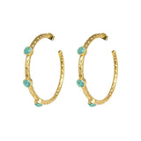 Studded Hoop Earrings - Aqua