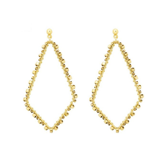 Gold Beaded Diamond Earrings