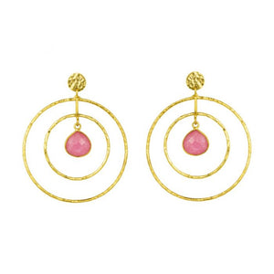 Pink Circle Drop Earrings
