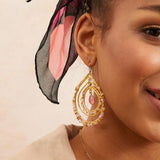 Pink Beaded TearDrop Earrings
