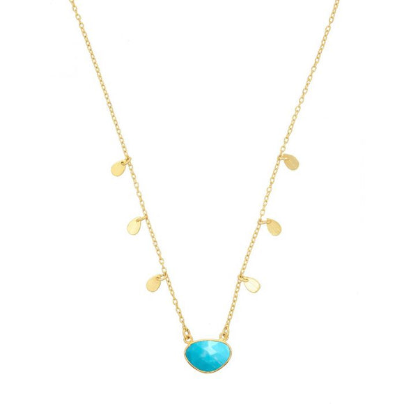 Turquoise and Tiny Disc Necklace