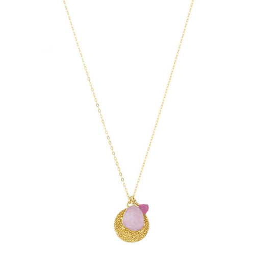 Pink Coin Charm Necklace