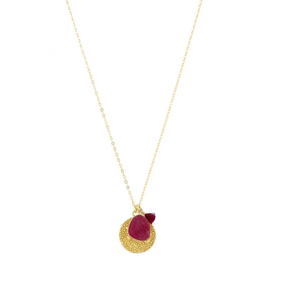 Red Coin Charm Necklace