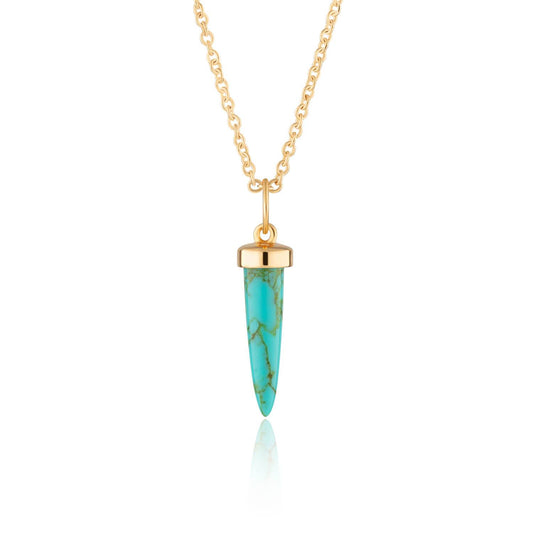 Turquoise Spike Necklace in Gold