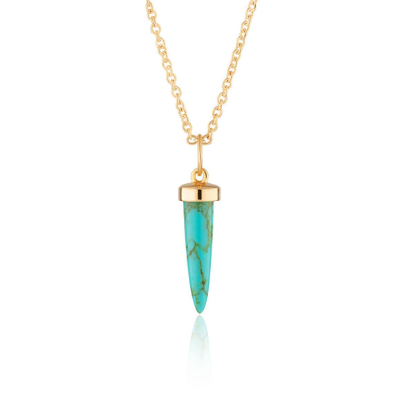 Turquoise Spike Necklace in Gold