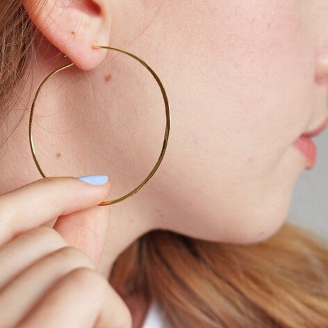 Large thin Hoop earrings in Gold sterling silver