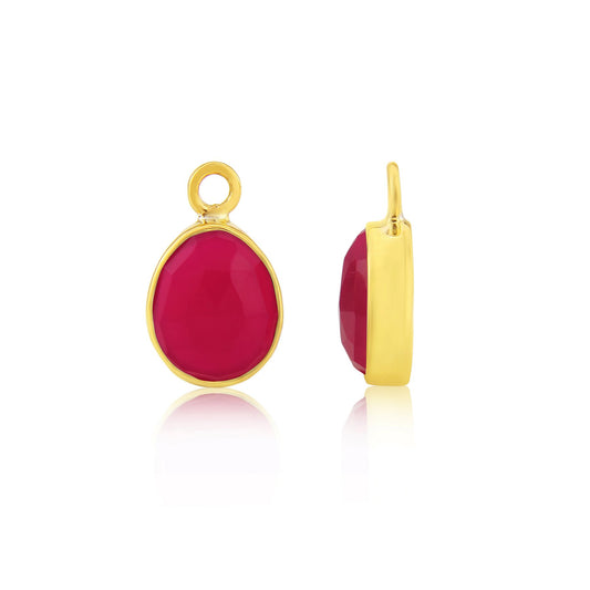 Gold Hoops with interchangeable Chalcedony Gemstone Drops
