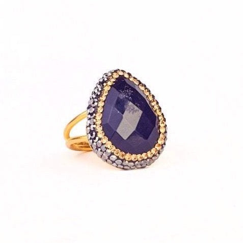 Pave Ring - Blue Lapis stone