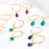 Pearl drop hoop Earrings - June birthstone