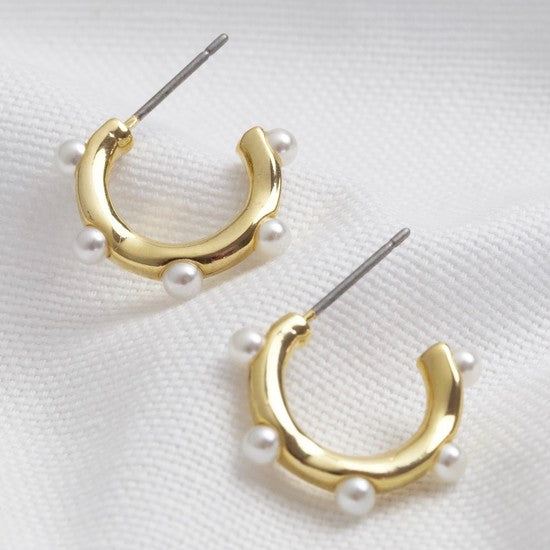 Small Hoops with pearl studs