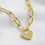 Figaro Chain with Heart lock - Gold