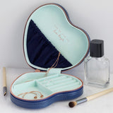 Navy Heart Travel Jewellery Case