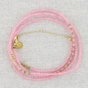 Delicate Bead Necklace/Bracelet - Pink