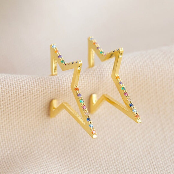 Rainbow Star outline earrings