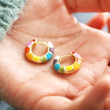 Rainbow enamel huggies