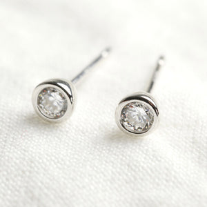 Sterling silver tiny diamanté studs