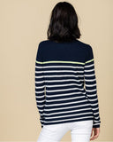 Striped cashmere polo neck jumper