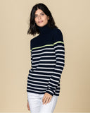 Striped cashmere polo neck jumper