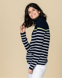 Striped cashmere polo neck jumper