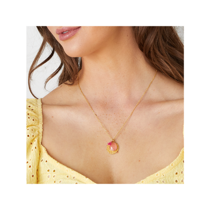 Pink Coin Charm Necklace