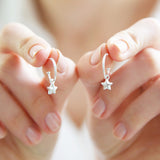 Silver Star Charm Hoops