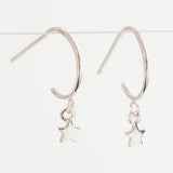 Sterling Silver Star charm Hoops