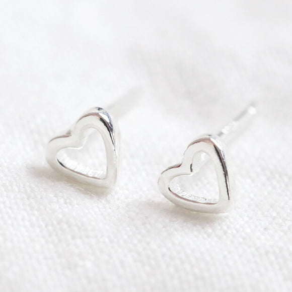 Sterling silver tiny Heart studs
