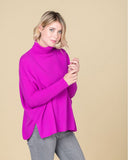 Pull col roulé coupe large en cachemire violet fluo 