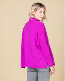 Poloneck wide fit cashmere jumper in fluro violet