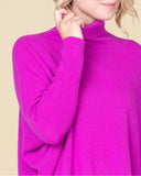 Poloneck wide fit cashmere jumper in fluro violet