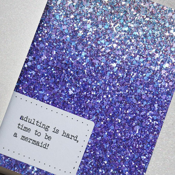 Blue Mermaid Glitter Notebook - A6