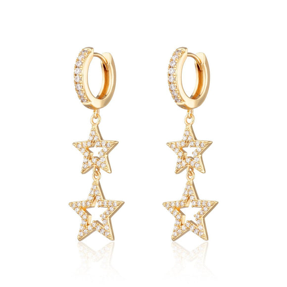 Double Star Hoop earrings - Gold